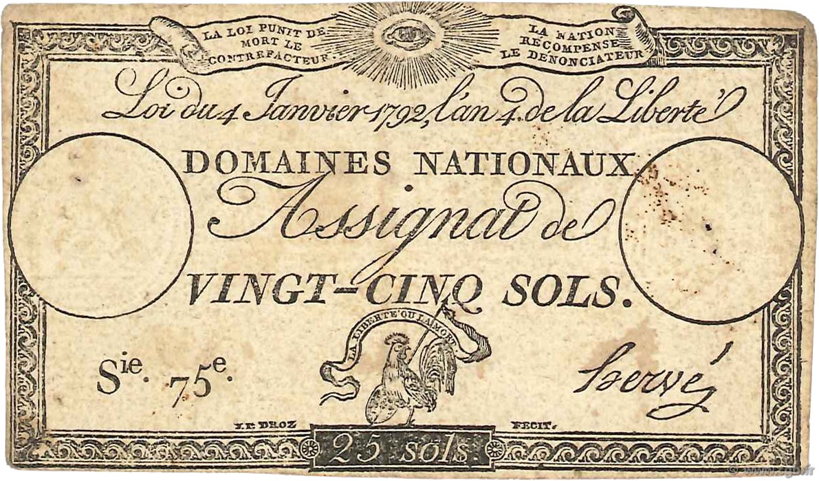 25 Sols FRANCE  1792 Ass.25a F