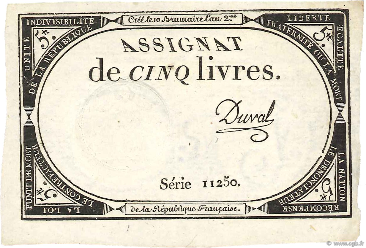 5 Livres FRANCE  1793 Ass.46a SUP+