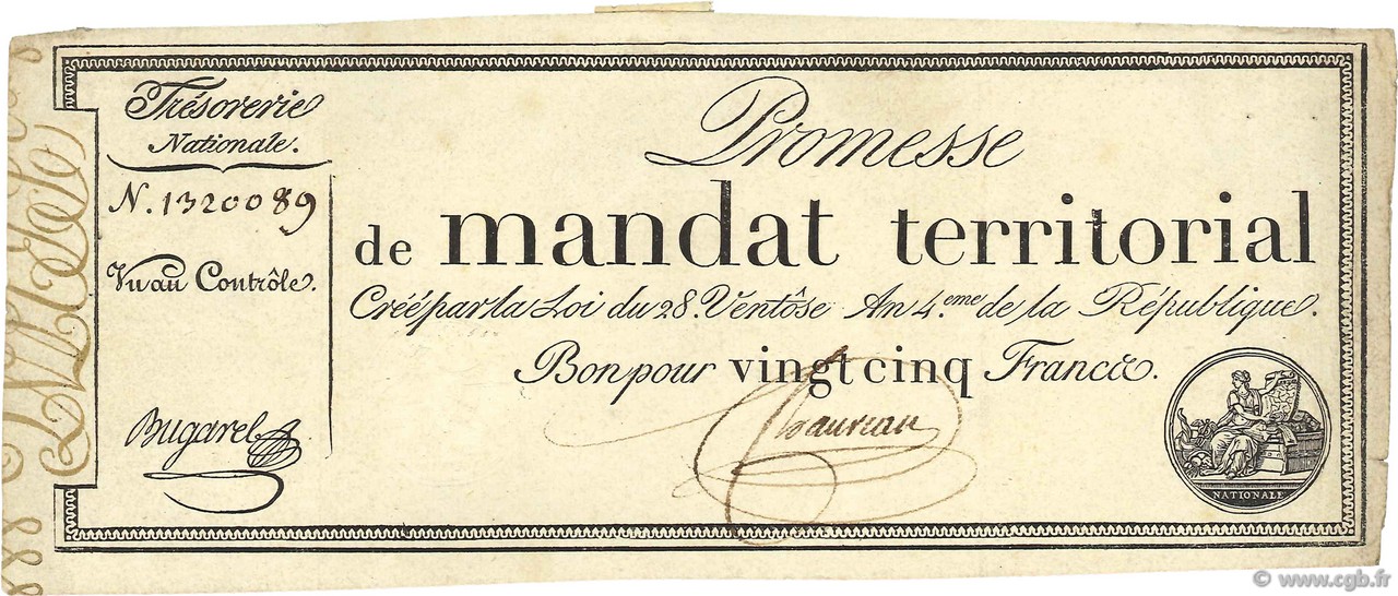 25 Francs sans série FRANCE  1796 Ass.59a TTB