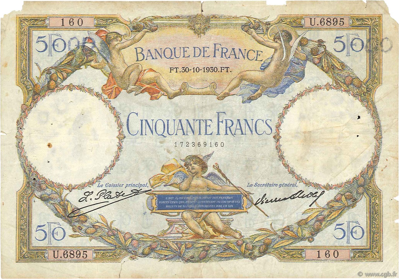 50 Francs LUC OLIVIER MERSON type modifié FRANCE  1930 F.16.01 AB