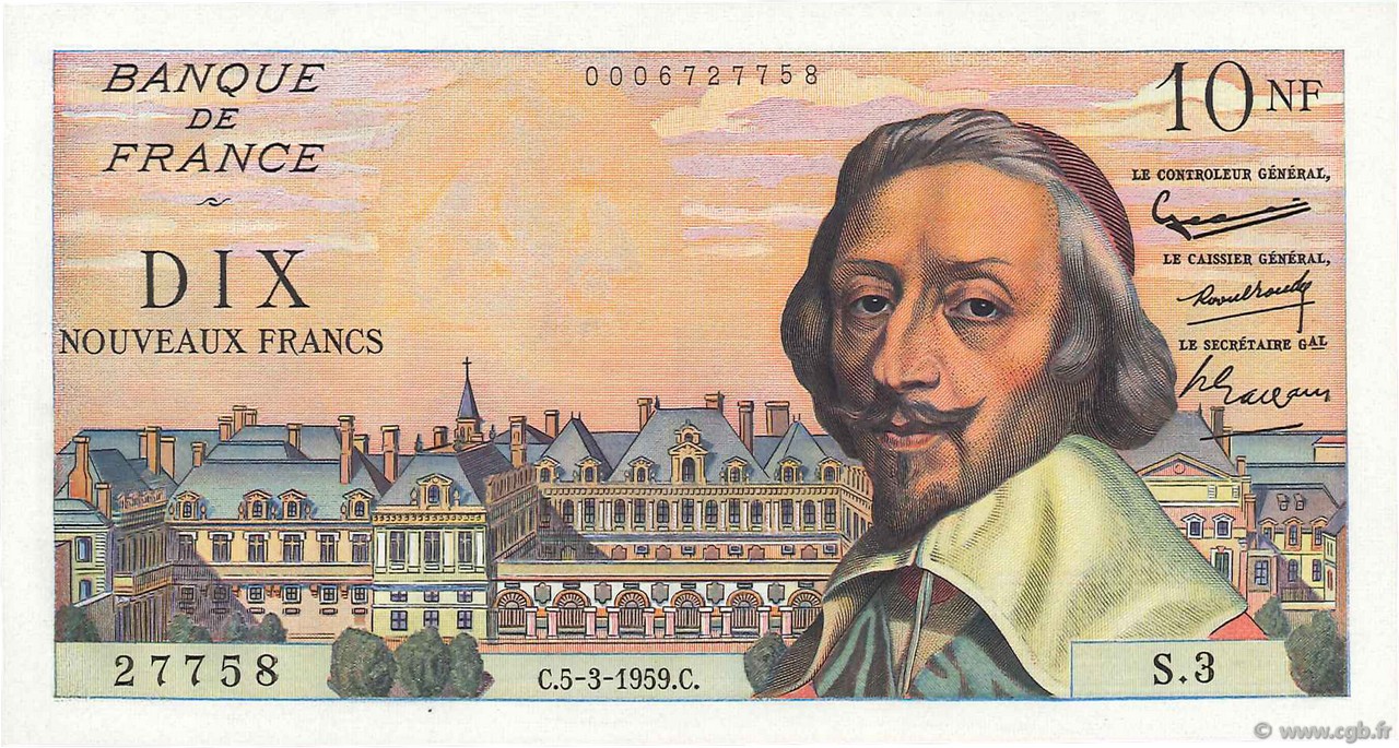 10 Nouveaux Francs RICHELIEU FRANCE  1959 F.57.01 NEUF