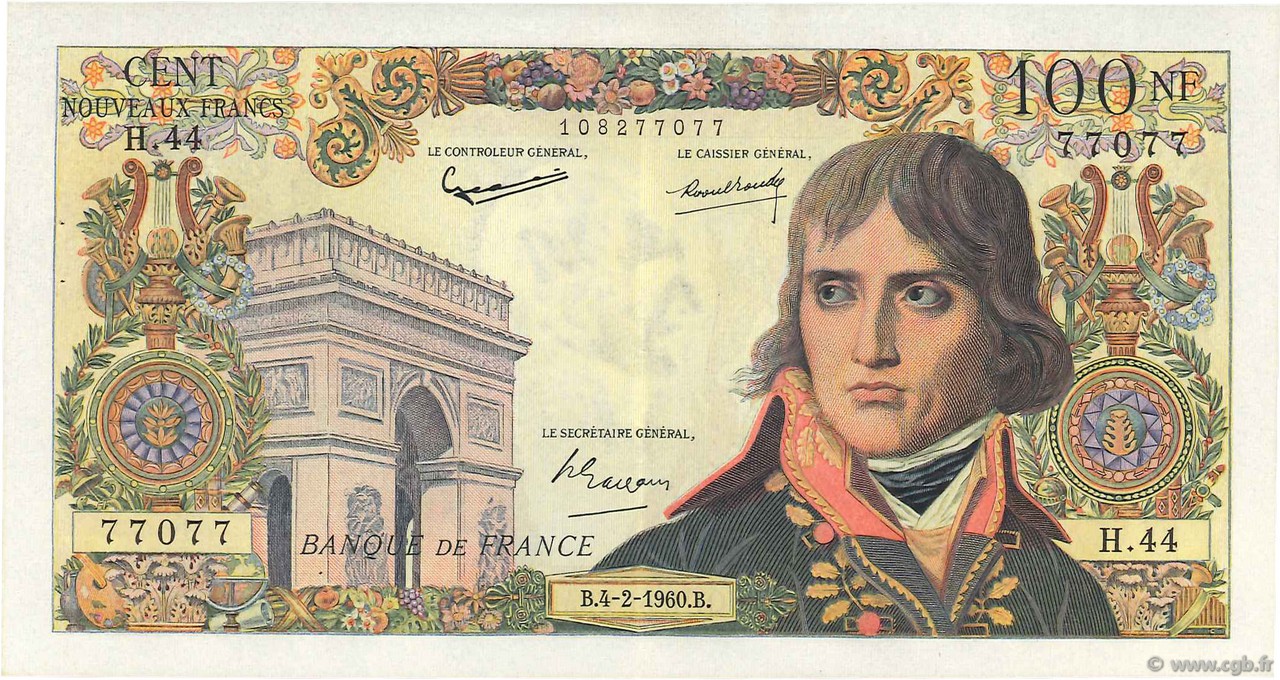 100 Nouveaux Francs BONAPARTE Numéro spécial FRANCE  1960 F.59.05 SUP+