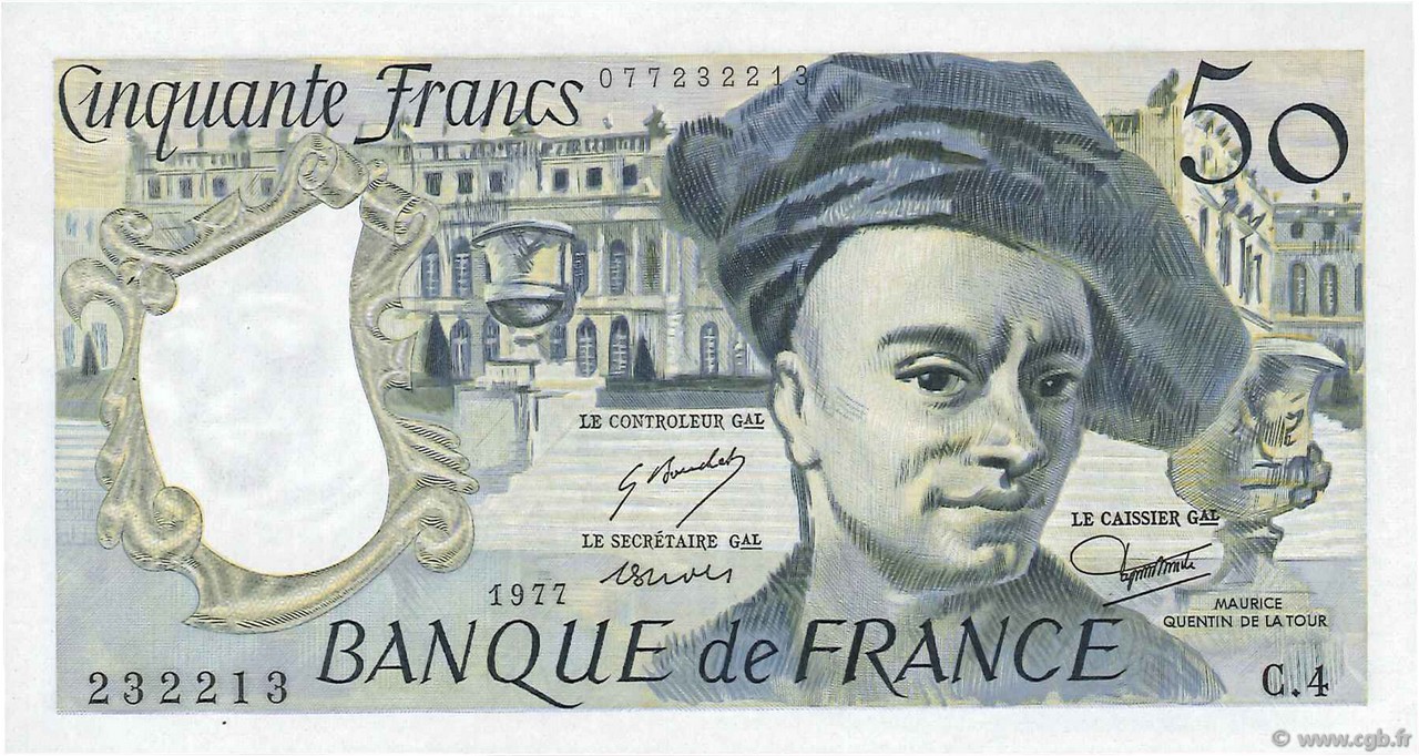50 Francs QUENTIN DE LA TOUR FRANCE  1977 F.67.02 pr.SPL