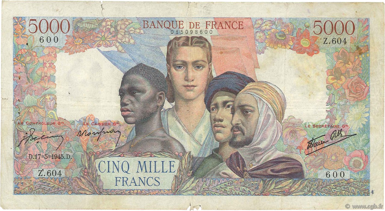 5000 Francs EMPIRE FRANÇAIS FRANCE  1945 F.47.26 B