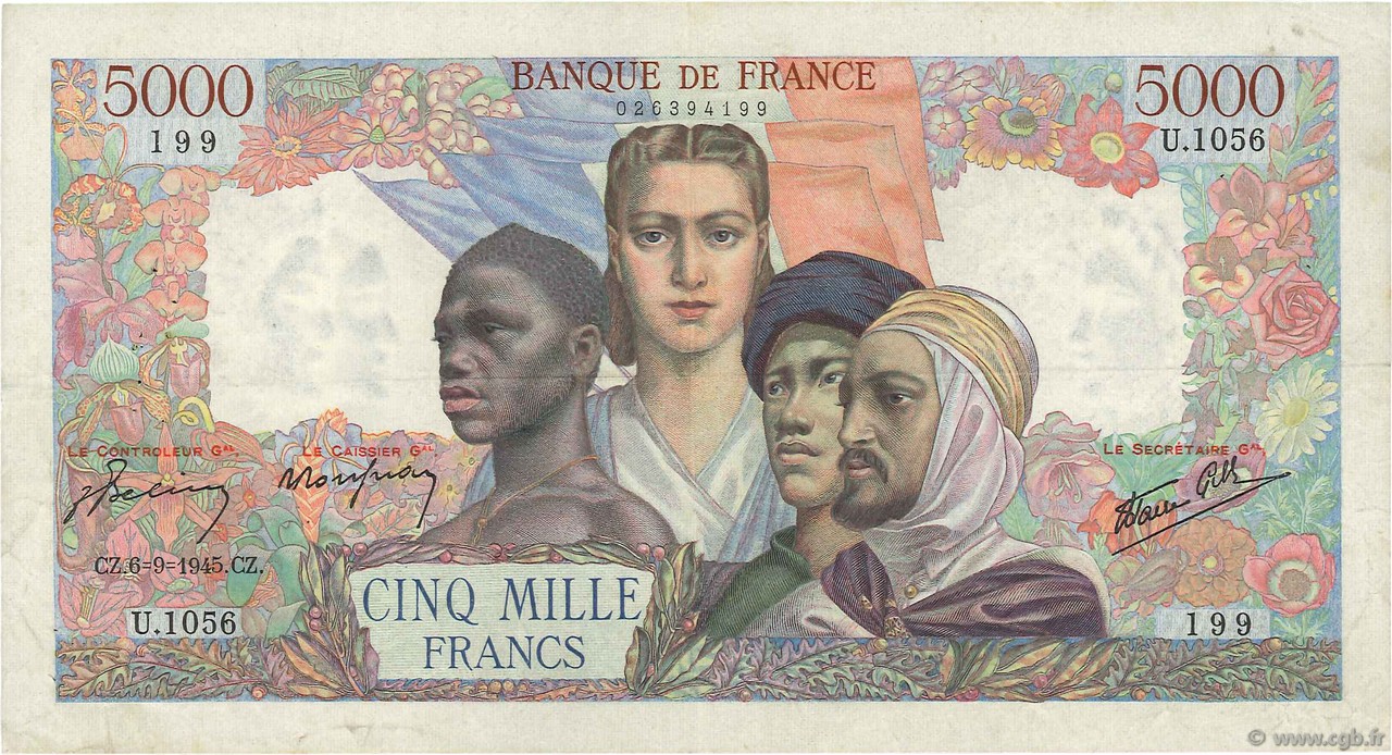 5000 Francs EMPIRE FRANÇAIS FRANCE  1945 F.47.42 TTB