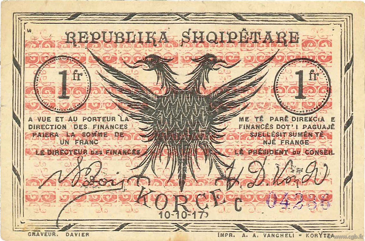1 Franc ALBANIE  1917 PS.146b SUP
