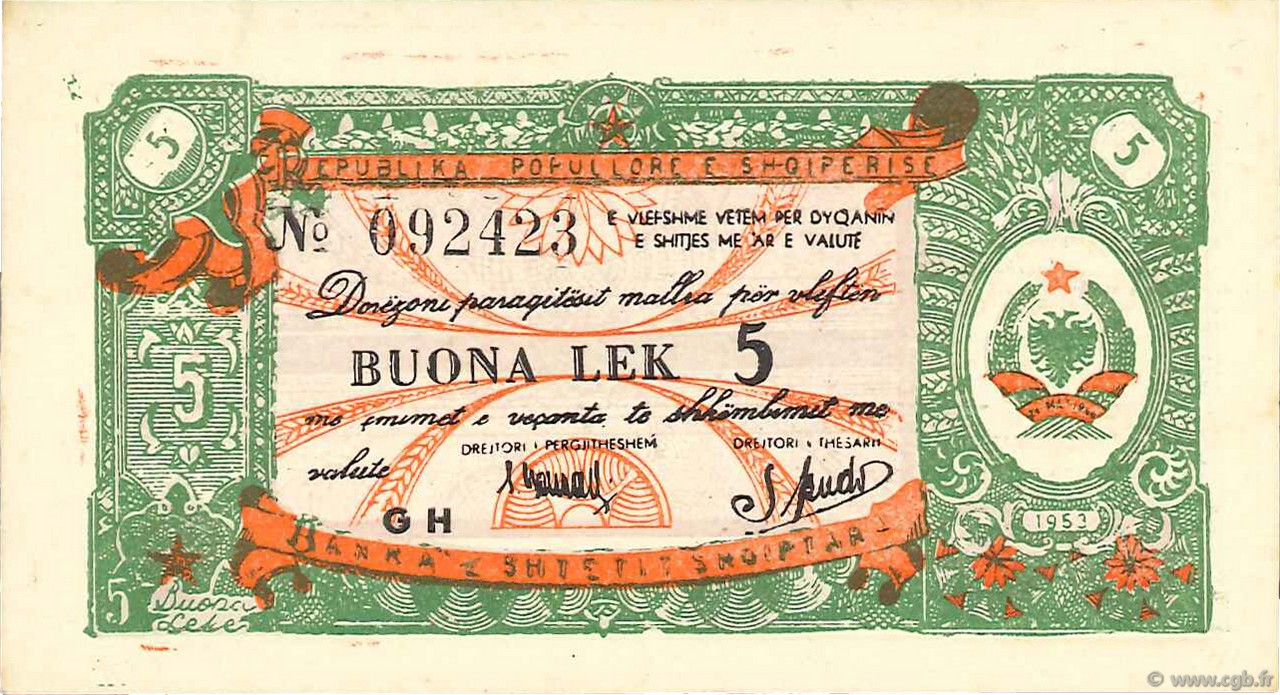 5 Lek ALBANIE  1953 P.FX05 SPL