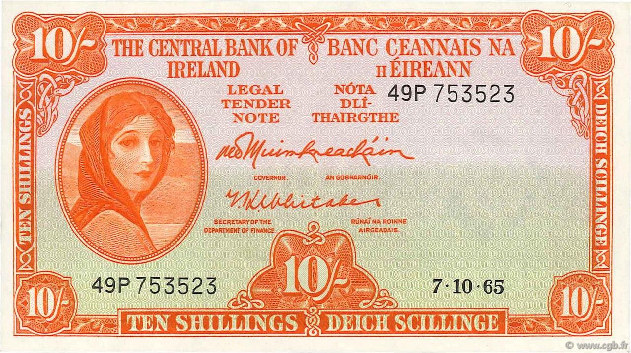 10 Shillings IRLANDE  1965 P.063a SUP
