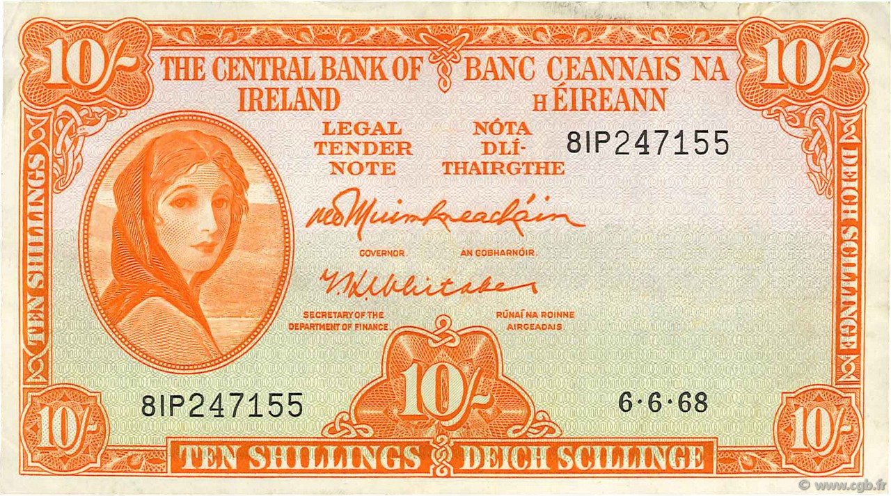 10 Shillings IRLANDE  1968 P.063a TTB