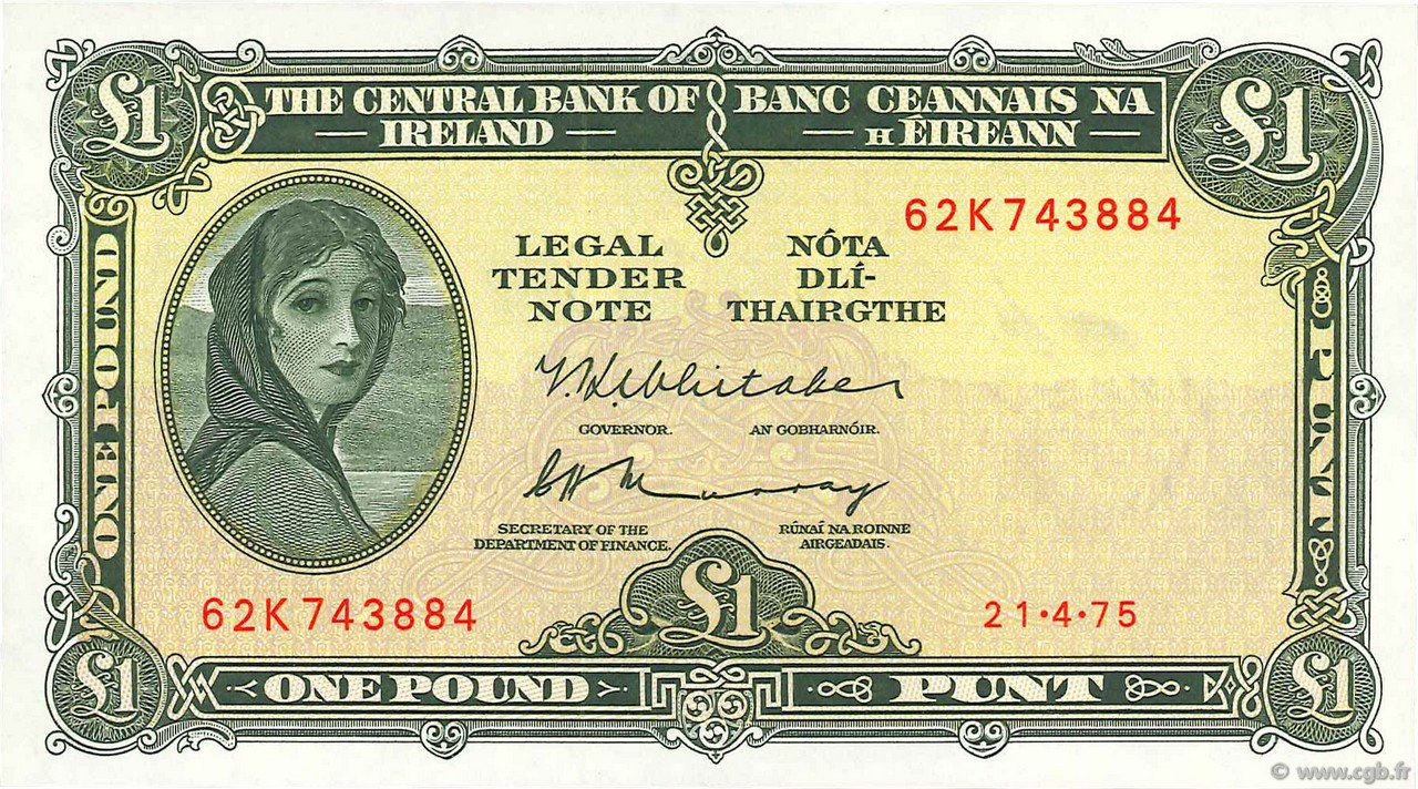 1 Pound IRELAND REPUBLIC  1975 P.064c UNC-