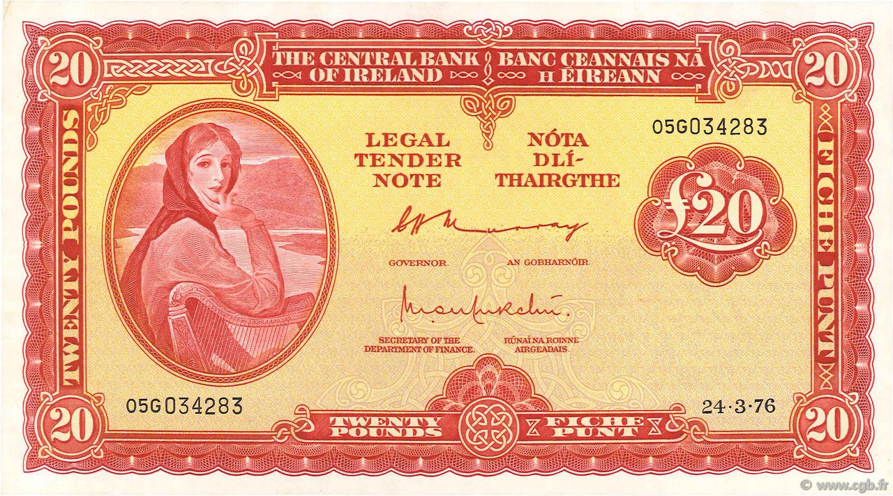 20 Pounds IRLANDE  1976 P.067c SPL