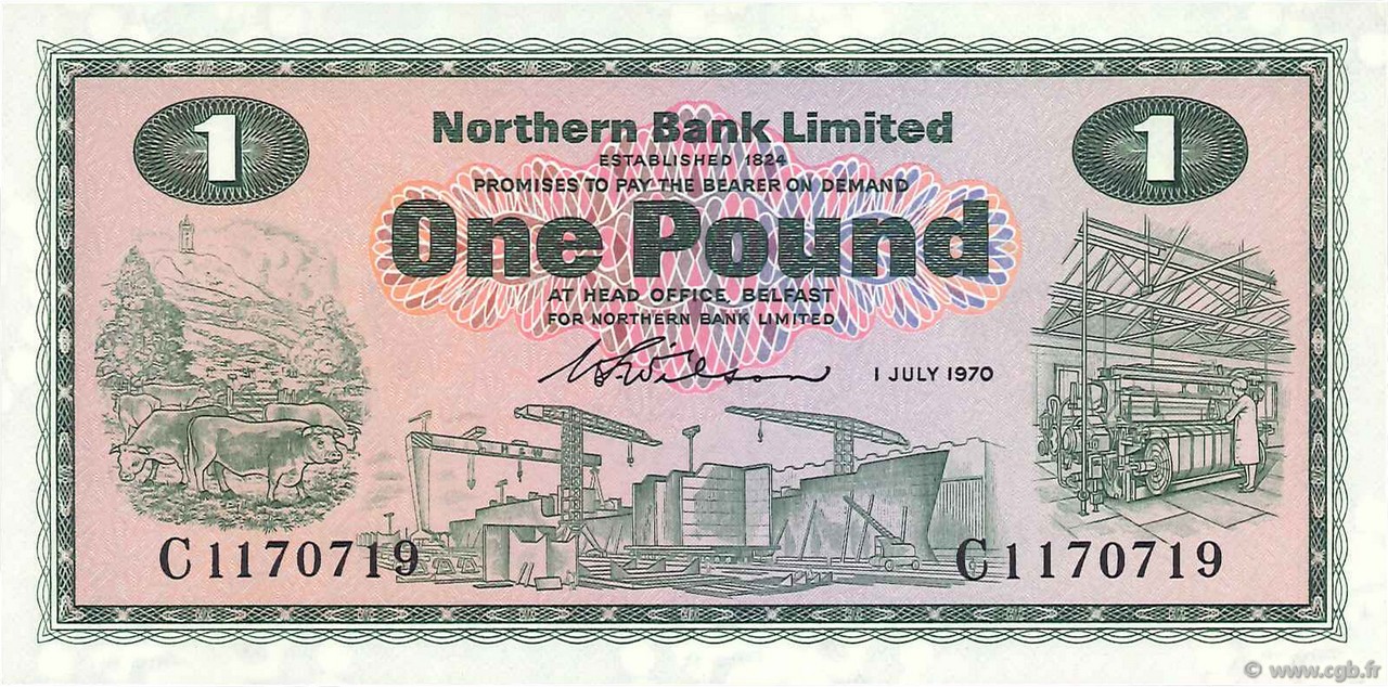 1 Pound IRLANDE DU NORD  1970 P.187a NEUF