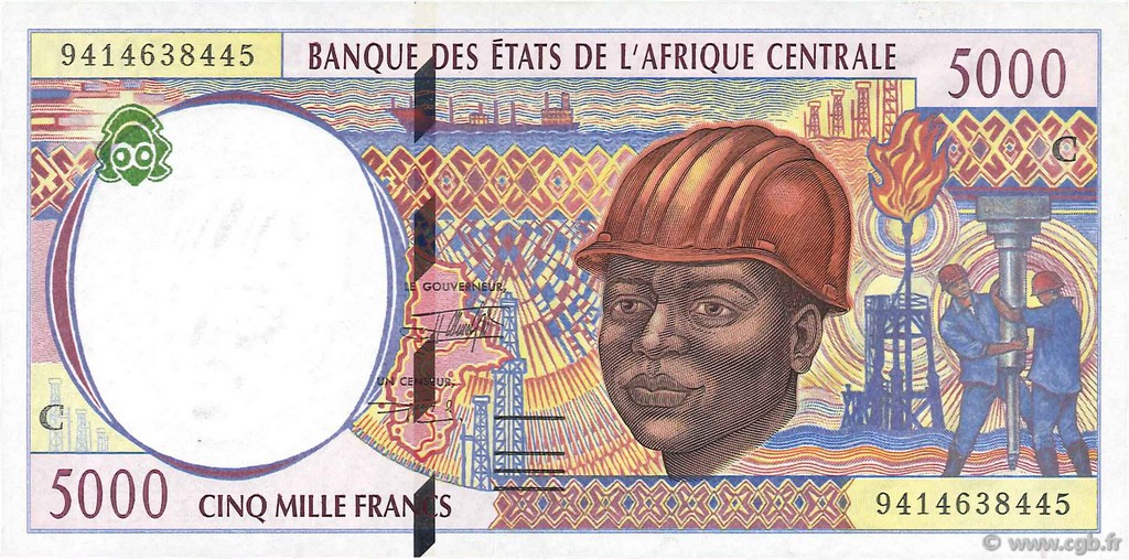 5000 Francs ZENTRALAFRIKANISCHE LÄNDER  1994 P.104Ca fST+