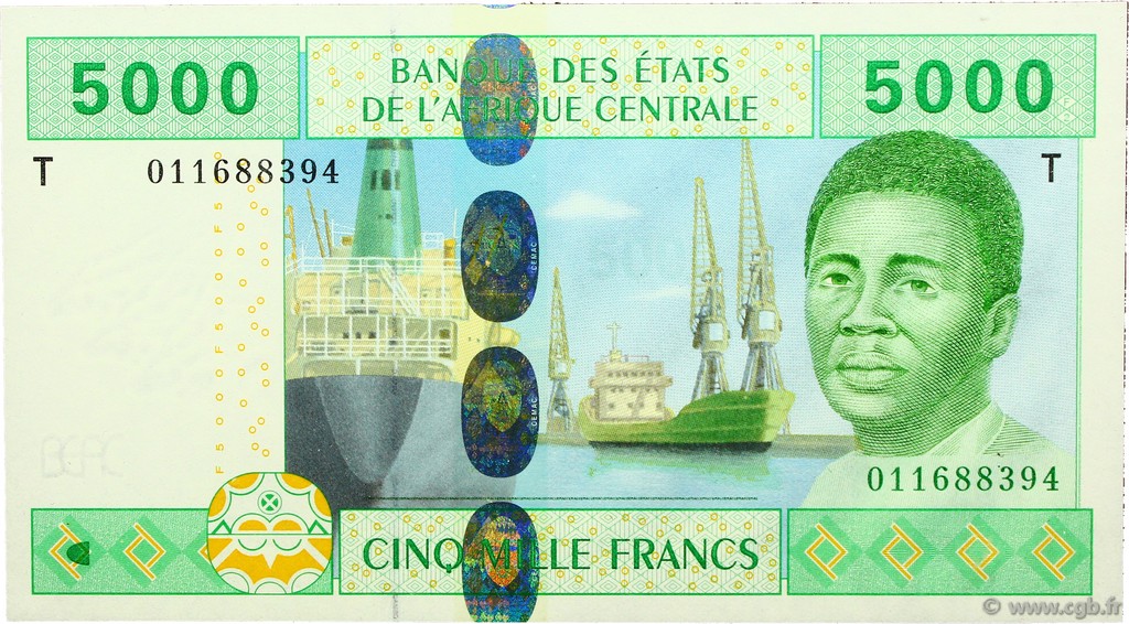 5000 Francs STATI DI L  AFRICA CENTRALE  2002 P.109T FDC
