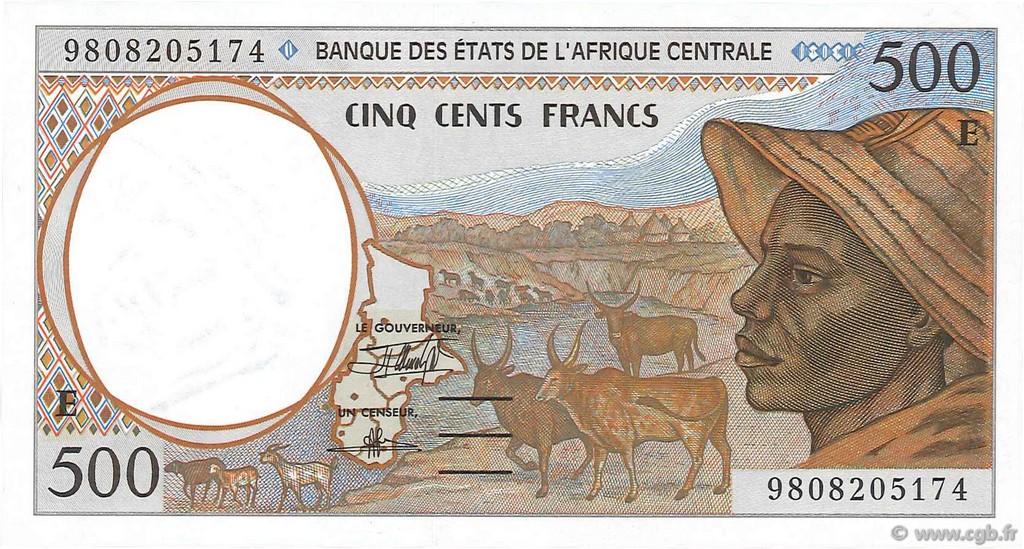 500 Francs ÉTATS DE L AFRIQUE CENTRALE  1998 P.201Ee pr.NEUF