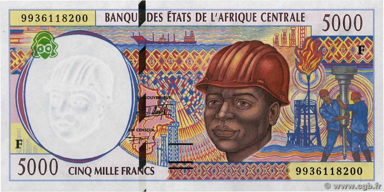 5000 Francs ÉTATS DE L AFRIQUE CENTRALE  1999 P.304Fe pr.NEUF