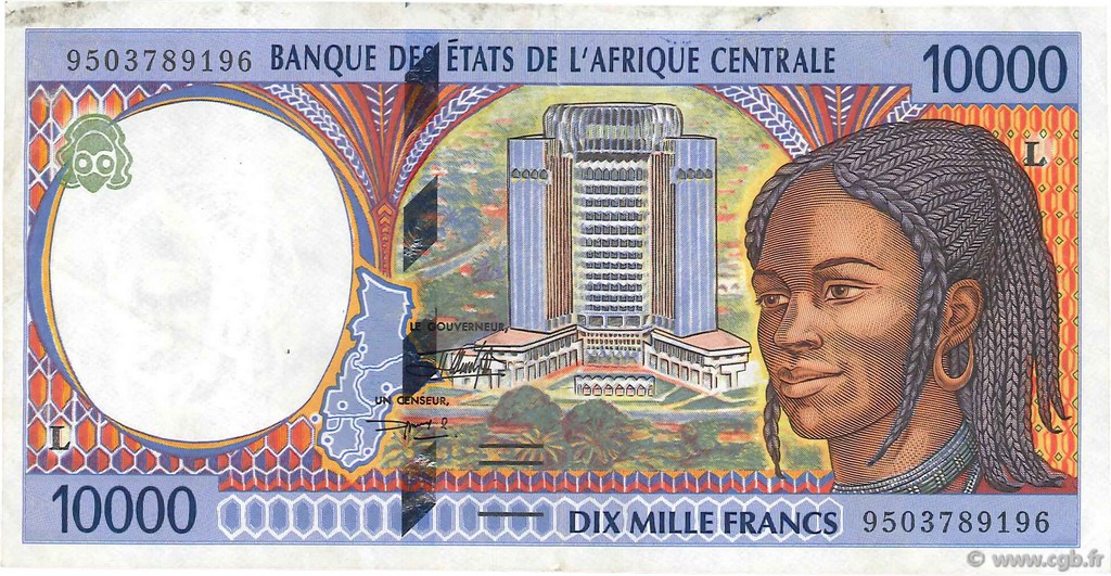 10000 Francs CENTRAL AFRICAN STATES  1995 P.405Lb VF