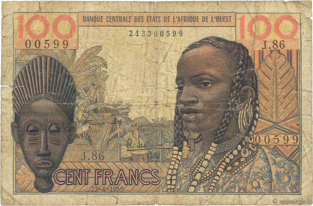 100 Francs ÉTATS DE L AFRIQUE DE L OUEST  1959 P.002a B