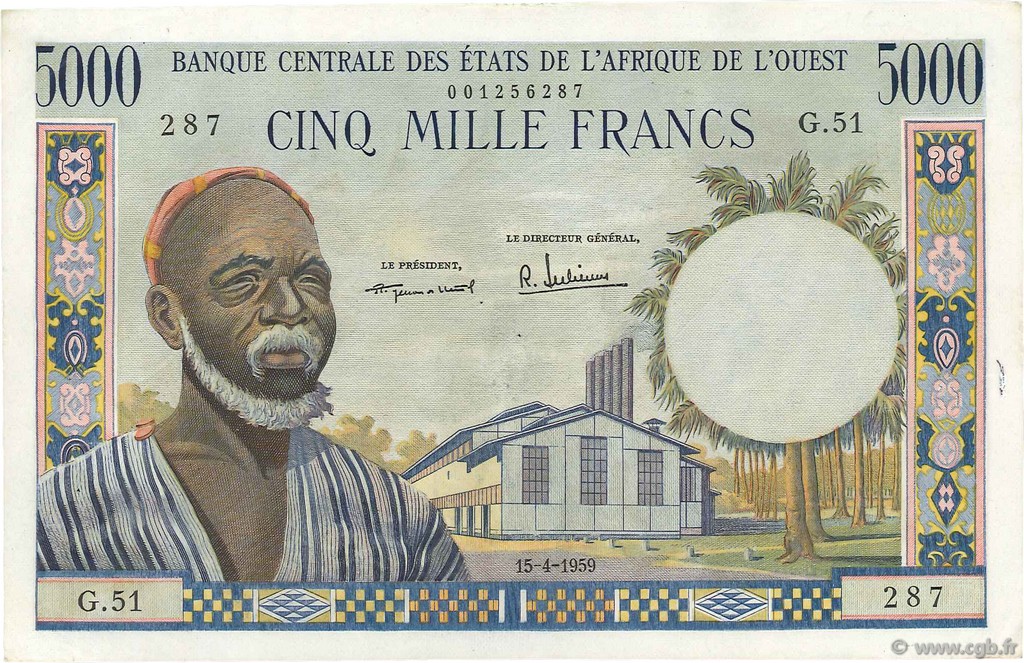 5000 Francs ÉTATS DE L AFRIQUE DE L OUEST  1959 P.005 TTB+