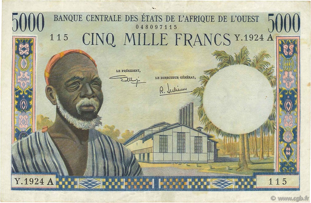 5000 Francs ÉTATS DE L AFRIQUE DE L OUEST  1968 P.104Ah TTB+