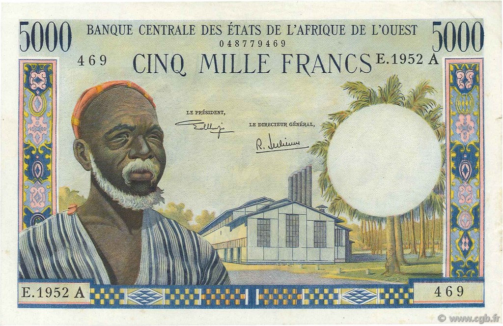 5000 Francs ÉTATS DE L AFRIQUE DE L OUEST  1968 P.104Ah SUP