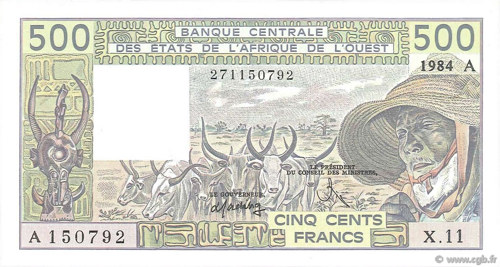 500 Francs ÉTATS DE L AFRIQUE DE L OUEST  1984 P.106Ag NEUF