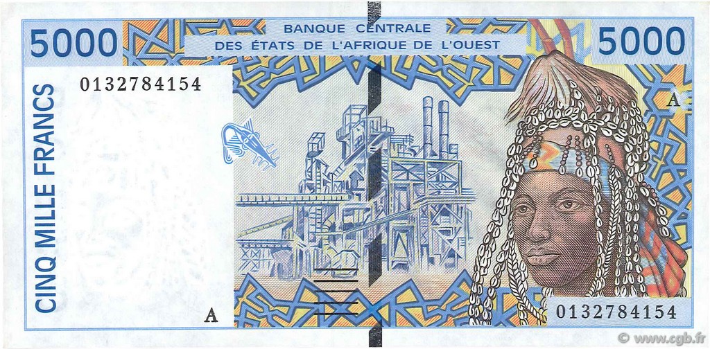 5000 Francs WEST AFRICAN STATES  2001 P.113Ak UNC-