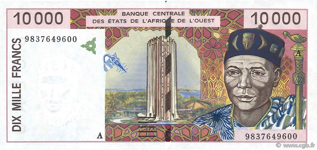 10000 Francs WEST AFRICAN STATES  1998 P.114Ag UNC-