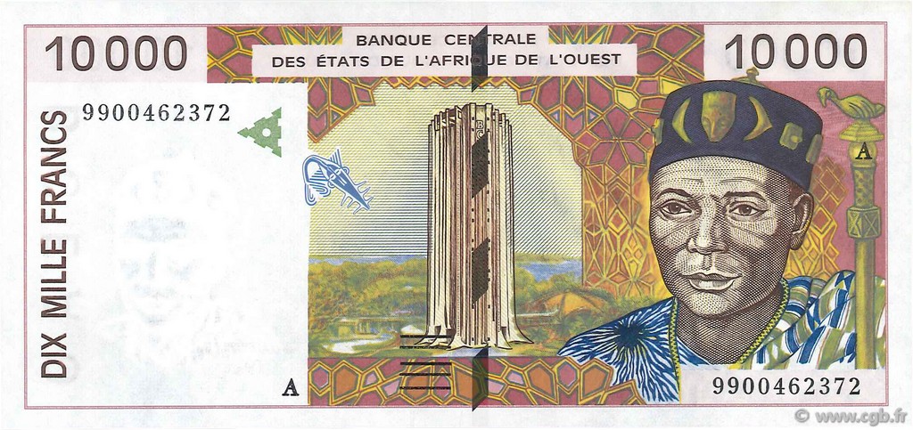 10000 Francs ÉTATS DE L AFRIQUE DE L OUEST  1999 P.114Ah SPL