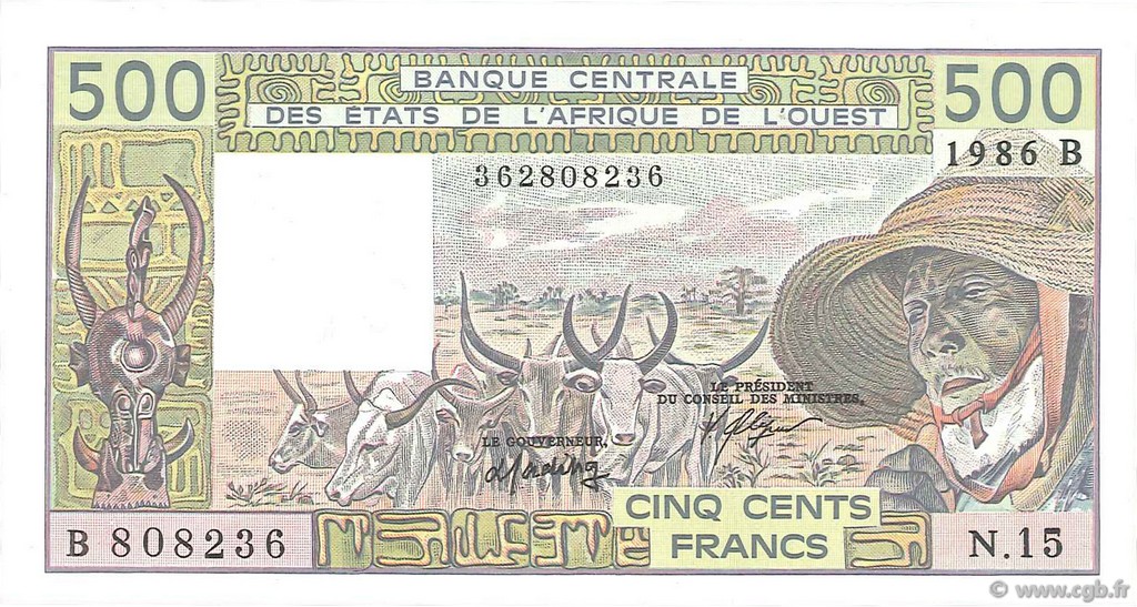 500 Francs ÉTATS DE L AFRIQUE DE L OUEST  1986 P.206Bj pr.NEUF