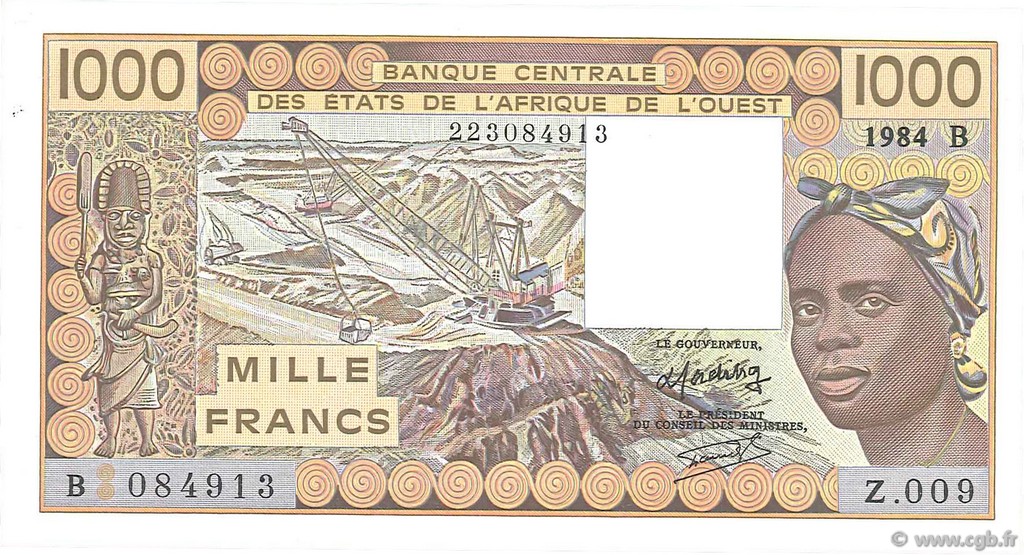 1000 Francs ÉTATS DE L AFRIQUE DE L OUEST  1984 P.207Bd pr.NEUF
