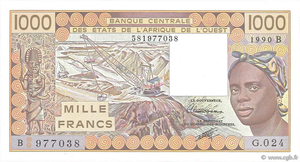 1000 Francs ÉTATS DE L AFRIQUE DE L OUEST  1990 P.207Bi NEUF