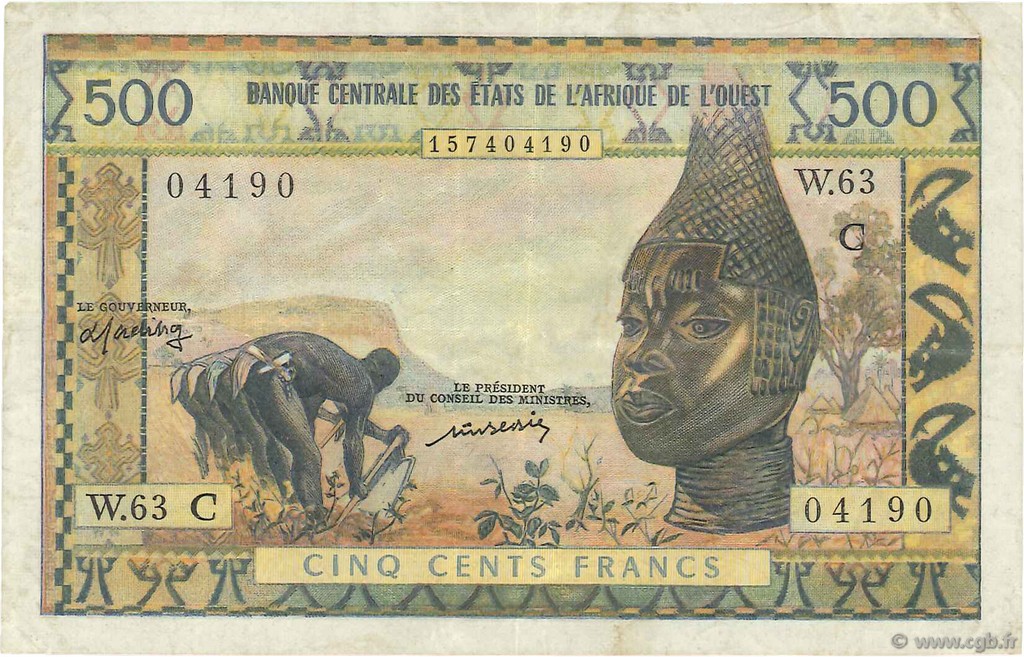 500 Francs ÉTATS DE L AFRIQUE DE L OUEST  1977 P.302Cm TTB