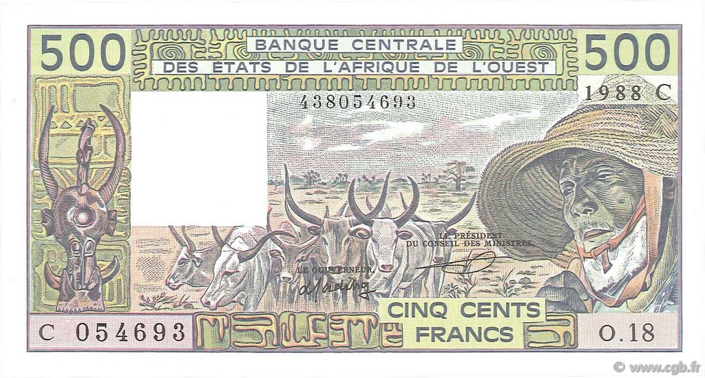 500 Francs ÉTATS DE L AFRIQUE DE L OUEST  1984 P.306Ch pr.NEUF