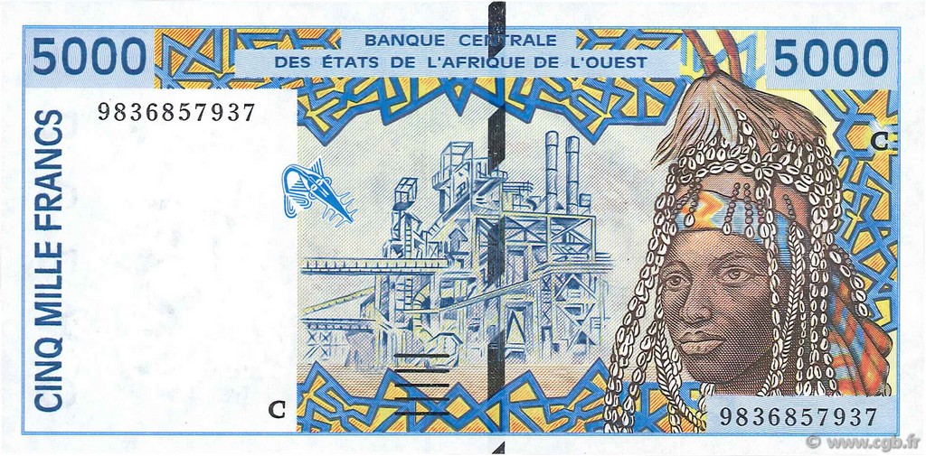 5000 Francs ÉTATS DE L AFRIQUE DE L OUEST  1998 P.313Cg pr.NEUF