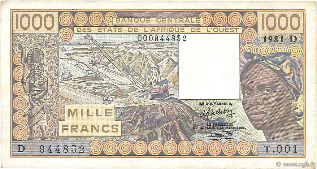 1000 Francs ÉTATS DE L AFRIQUE DE L OUEST  1981 P.406Db SUP