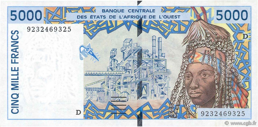 5000 Francs ÉTATS DE L AFRIQUE DE L OUEST  1992 P.413Da pr.NEUF