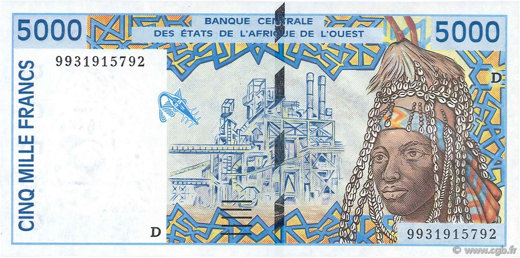 5000 Francs ÉTATS DE L AFRIQUE DE L OUEST  1999 P.413Dh NEUF