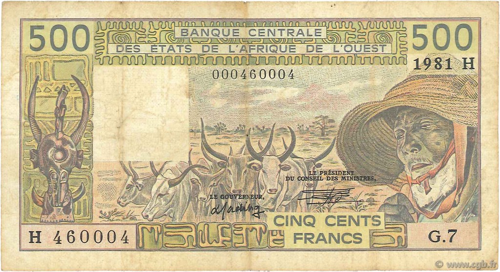 500 Francs ÉTATS DE L AFRIQUE DE L OUEST  1981 P.606He TB+