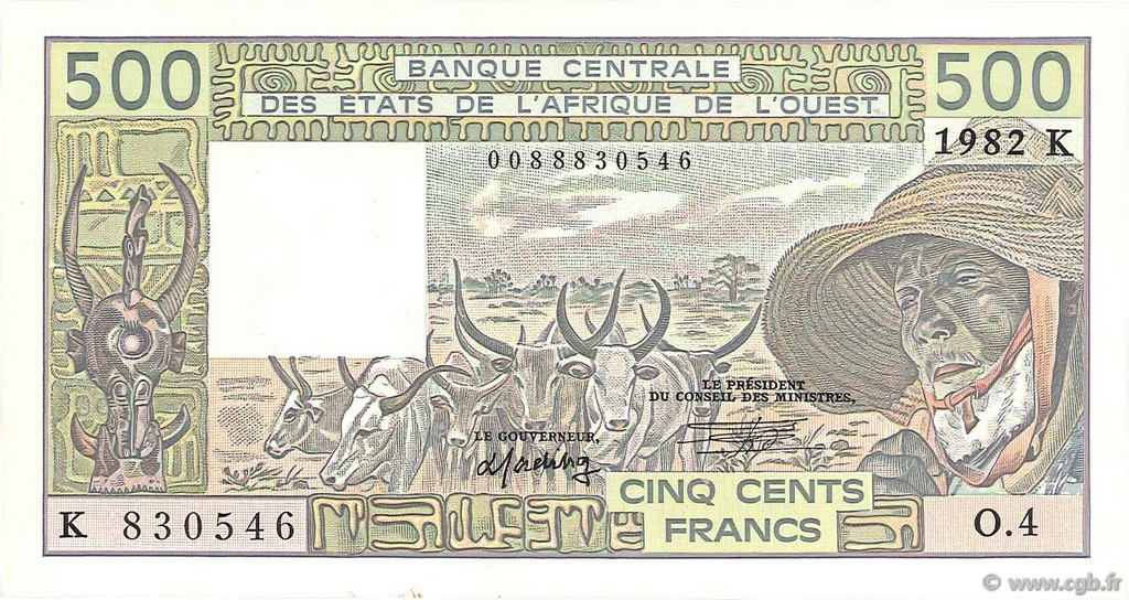 500 Francs ÉTATS DE L AFRIQUE DE L OUEST  1982 P.706Kd SPL+