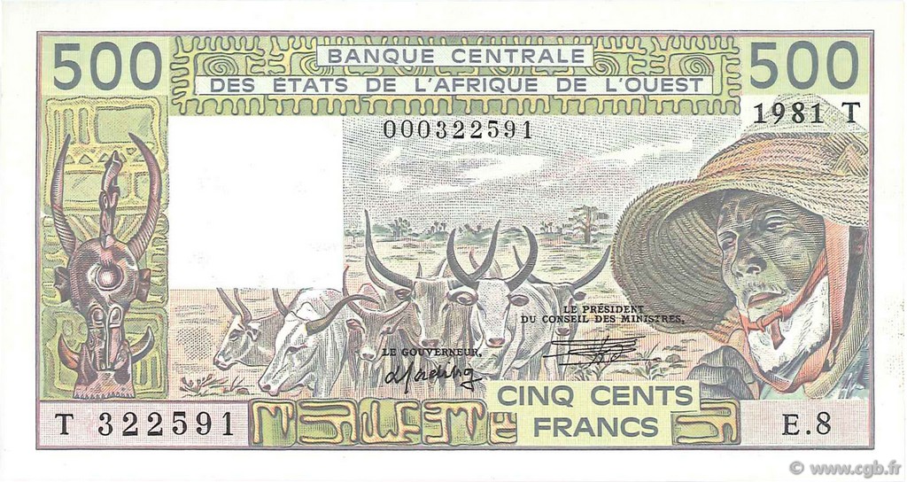 500 Francs ÉTATS DE L AFRIQUE DE L OUEST  1981 P.806Tc pr.SPL
