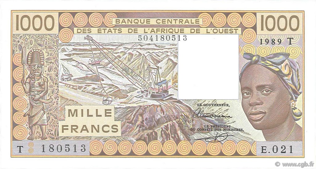 1000 Francs ÉTATS DE L AFRIQUE DE L OUEST  1989 P.807Ti NEUF