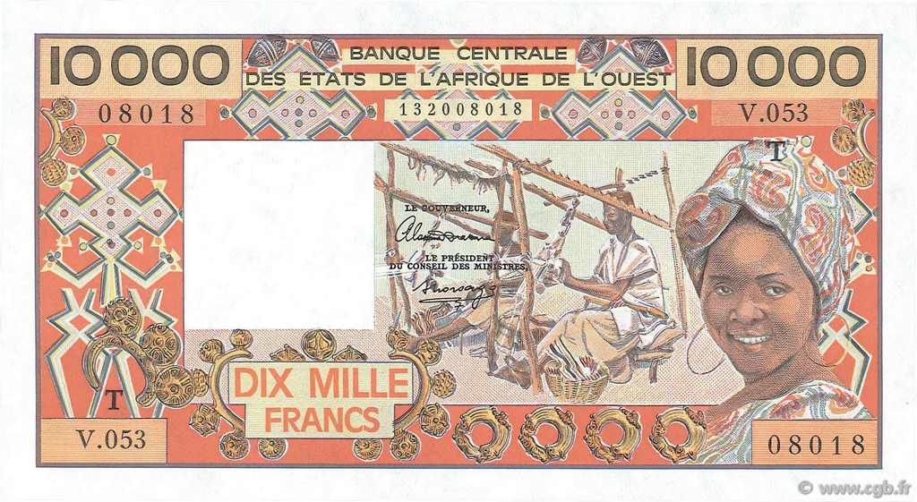 10000 Francs ÉTATS DE L AFRIQUE DE L OUEST  1992 P.809Tl NEUF