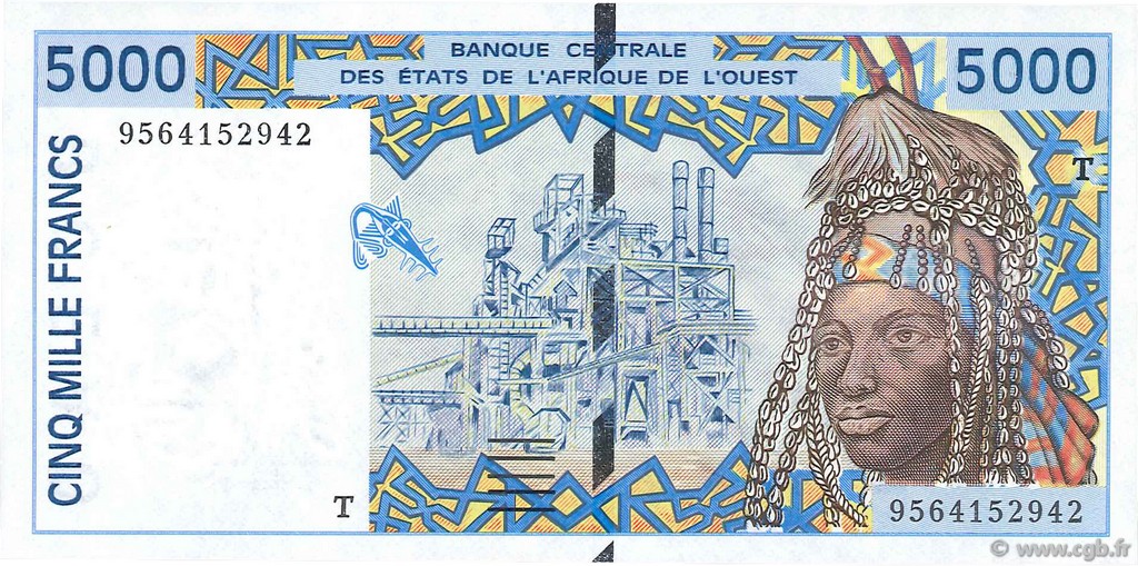 5000 Francs WEST AFRICAN STATES  1995 P.813Td UNC-