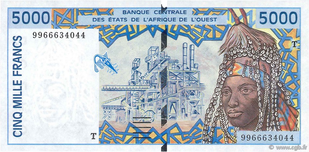 5000 Francs ÉTATS DE L AFRIQUE DE L OUEST  1999 P.813Th pr.NEUF