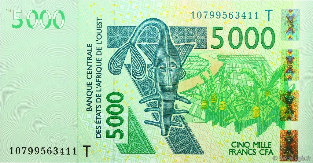 5000 Francs ÉTATS DE L AFRIQUE DE L OUEST  2010 P.817Ti pr.NEUF