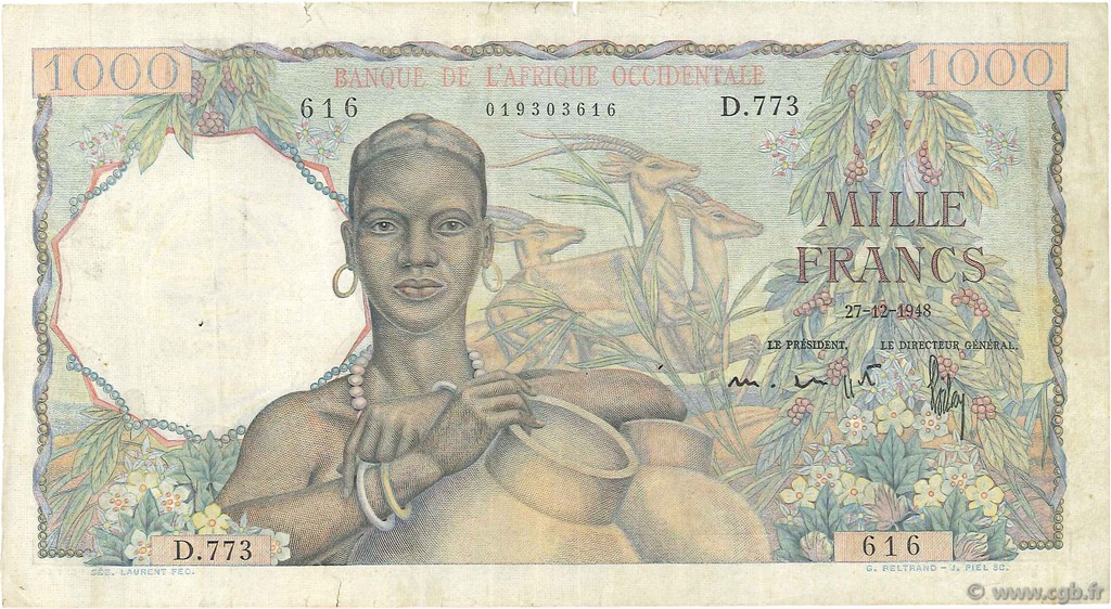 1000 Francs AFRIQUE OCCIDENTALE FRANÇAISE (1895-1958)  1948 P.42 TB+
