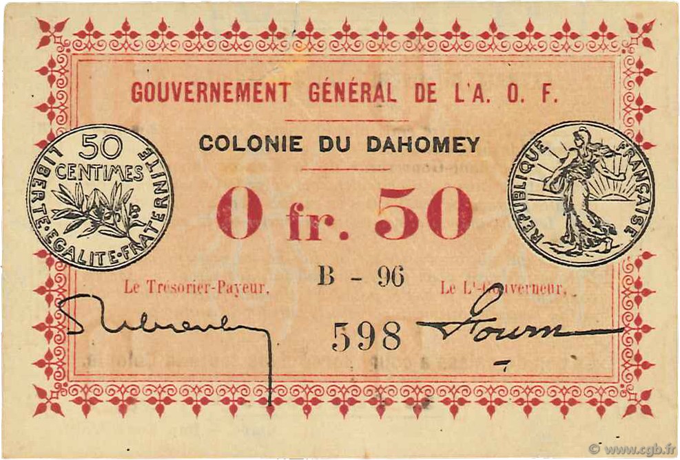 50 Centimes DAHOMEY  1917 P.01a SPL