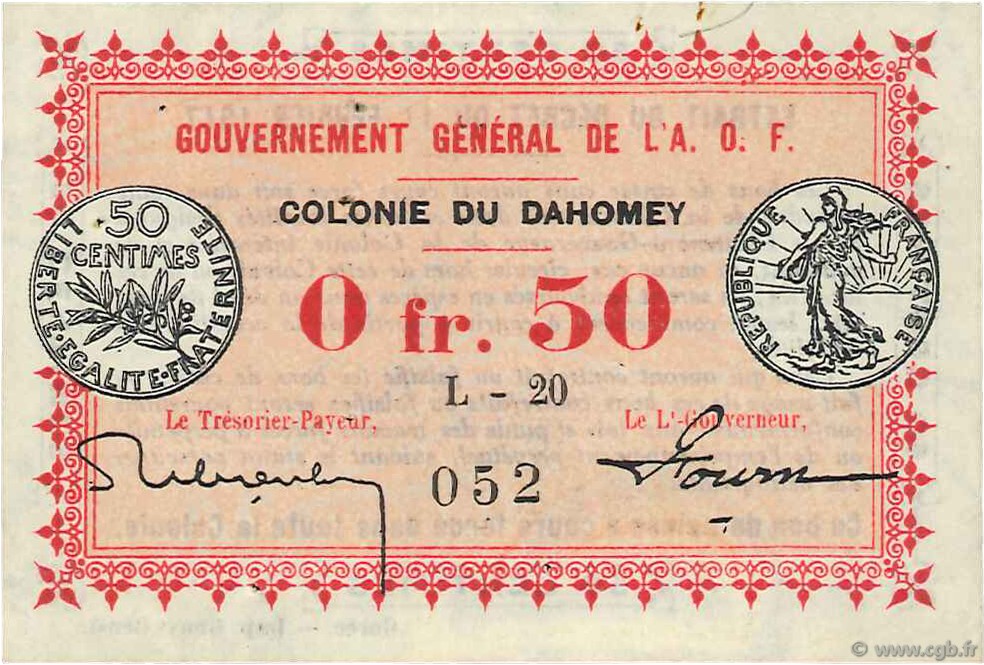 50 Centimes DAHOMEY  1917 P.01b TTB