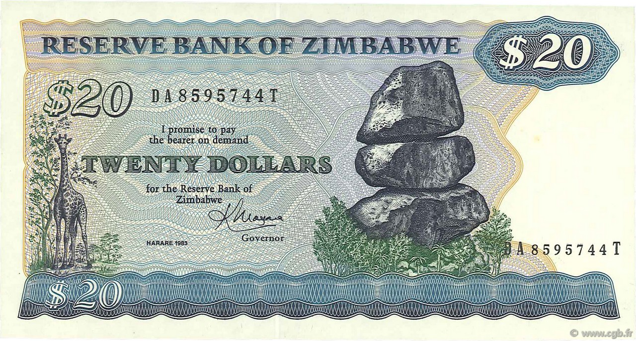 20 Dollars ZIMBABUE  1983 P.04c SC+